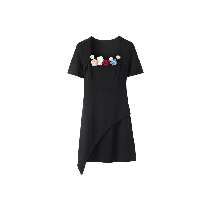 PAIN OR PLEASURE Summer Short Sleeved Dresses Women's Black-0