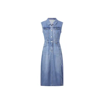 PEACEBIRD Sleeveless Dresses Women's Denim Blue