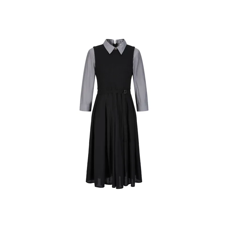 JZ. ANNAKRO Long Sleeved Dresses Women's Plain Black-0