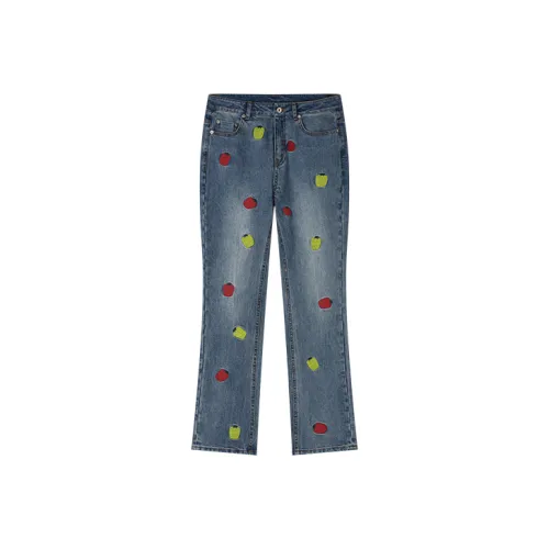 UOOYAA Sweet Girls Series Jeans Women's Denim Blue