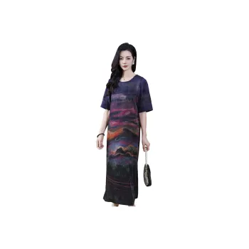 Yi Mengyuan Silk Short Sleeved Dress Women's Image Color