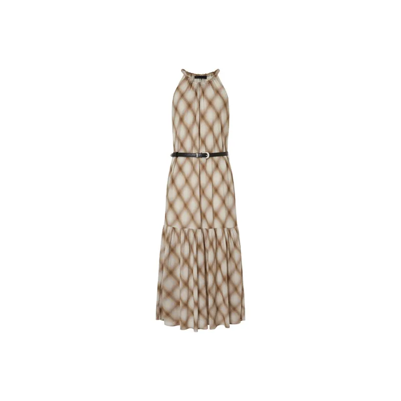 MOCO Sleeveless Dress Women's Khaki Plaid-0
