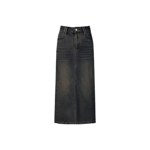 Wen Shan Denim Long Skirts Women's Concrete Gray