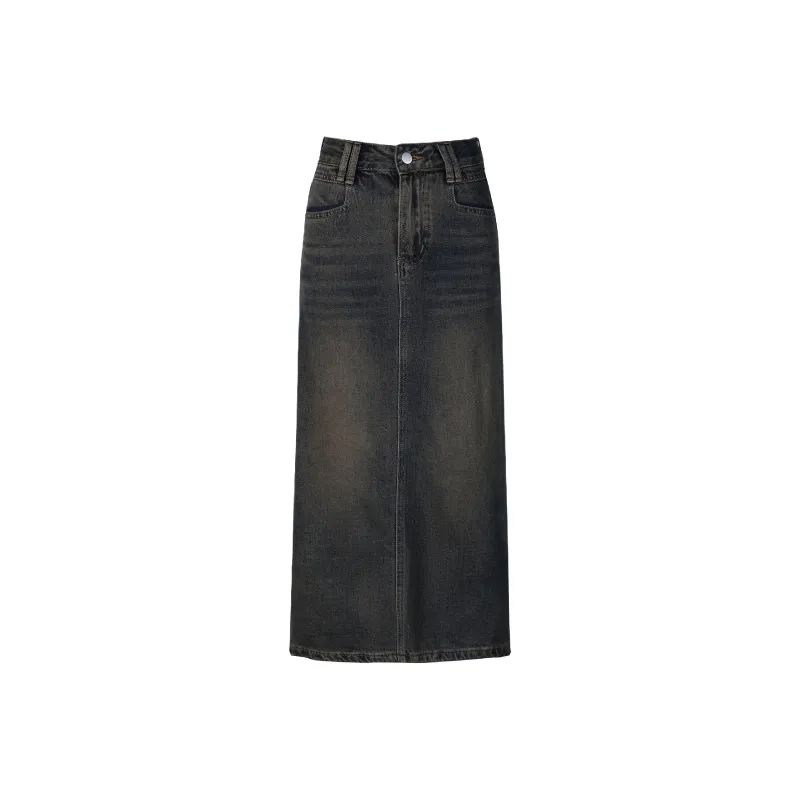 Wen Shan Denim Long Skirt Women's Concrete Gray-0