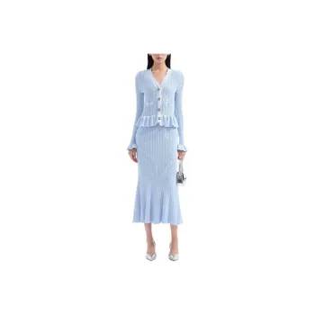 Self portrait Long Sleeved Dress Women's Haze Blue