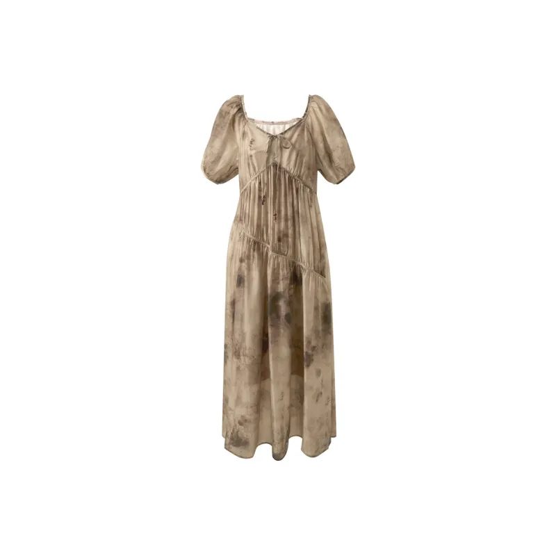 3COLOUR Short Sleeved Dress Women's Hazelnut Brown Floral-0