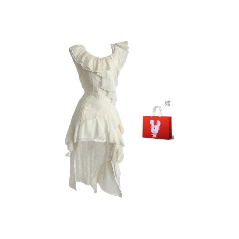 BEAUTIFUL CONFESSION Short Sleeved Dress Women's Apricot-6