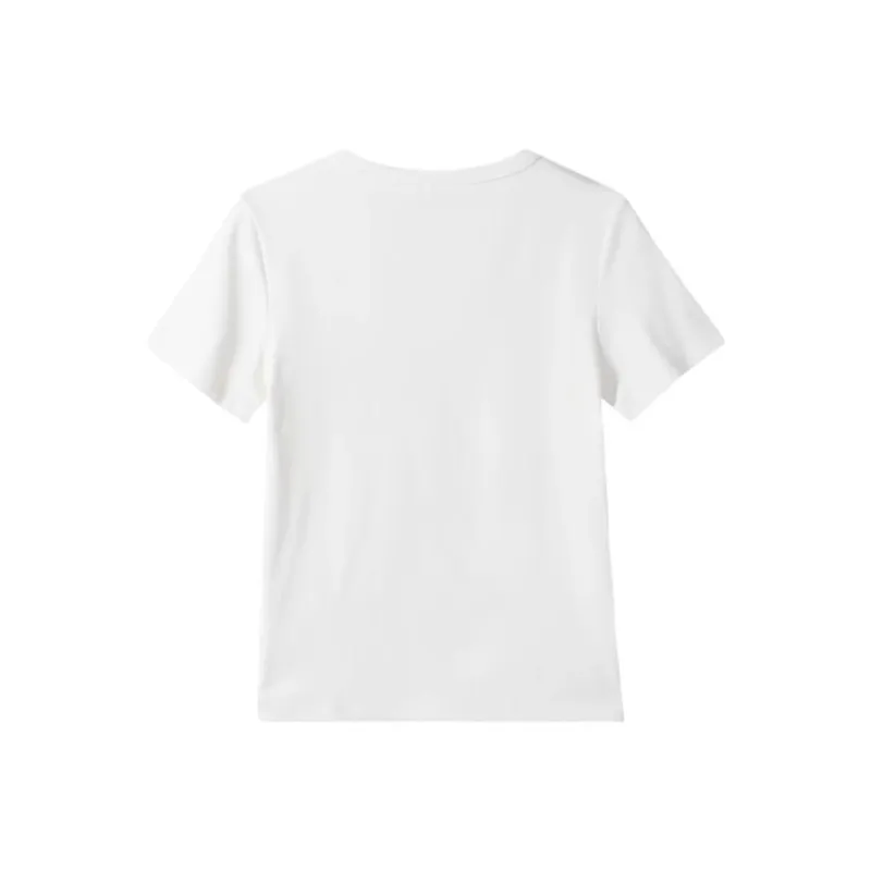 Mu Xiao Xin T Shirts Women's Pure White Blue Bear T Shirt-6