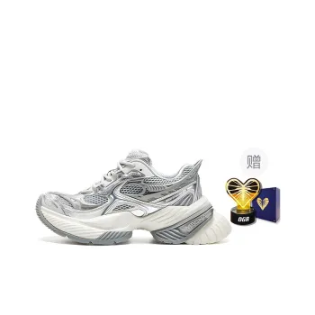 OGR Height Increasing Rebound Low Top Running Shoes Unisex Liquid Metallic Silver