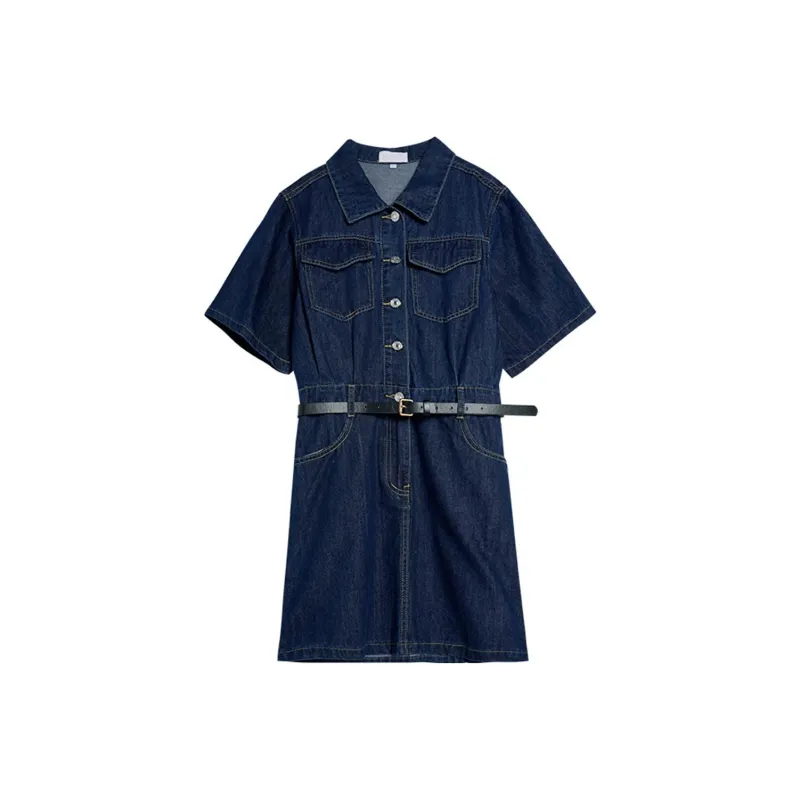 Gui'er Short-Sleeved Dresses Women's Blue-0
