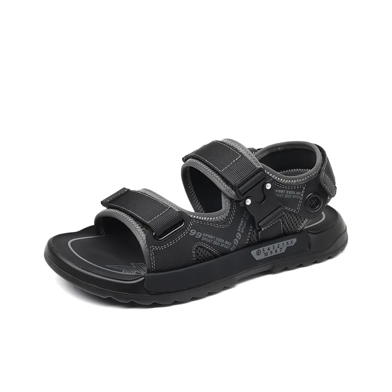 QIUTEXIONG Beach Sandals Men Black/Khaki-5