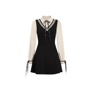 CHIWAWAMEME Long Sleeved Dresses Women's Black