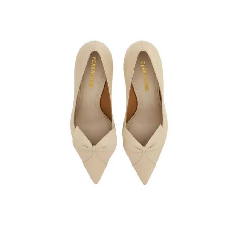 FERRAGAMO Slim Heel High Heels 7cm Women's Milk White-3
