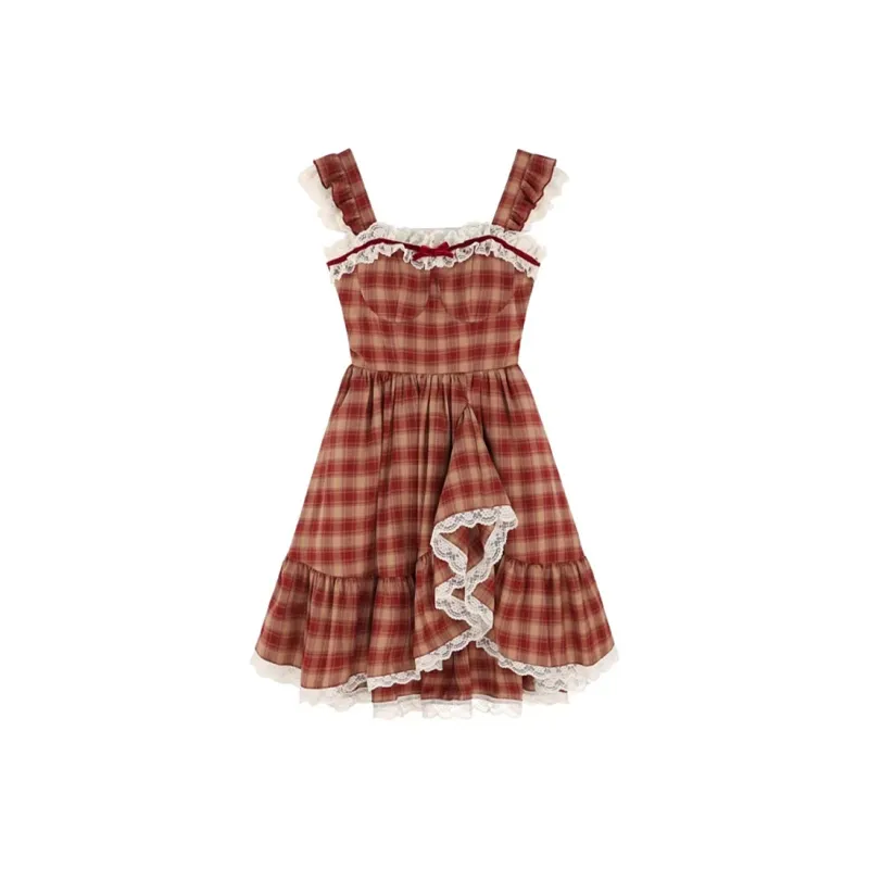 JOSR Short Sleeved Dress Women's Plaid-0