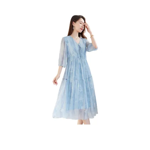 Yi Mengyuan Silk Short Sleeved Dress Women's