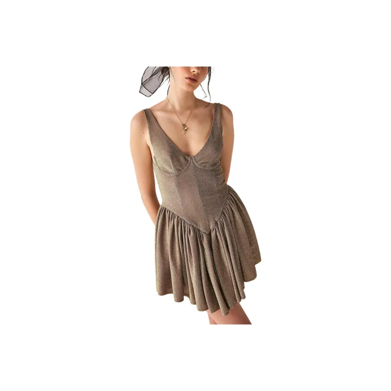 FREE PEOPLE DELFI Isadora Dress Slip Dresses Women's BRONZE/Bronze-0