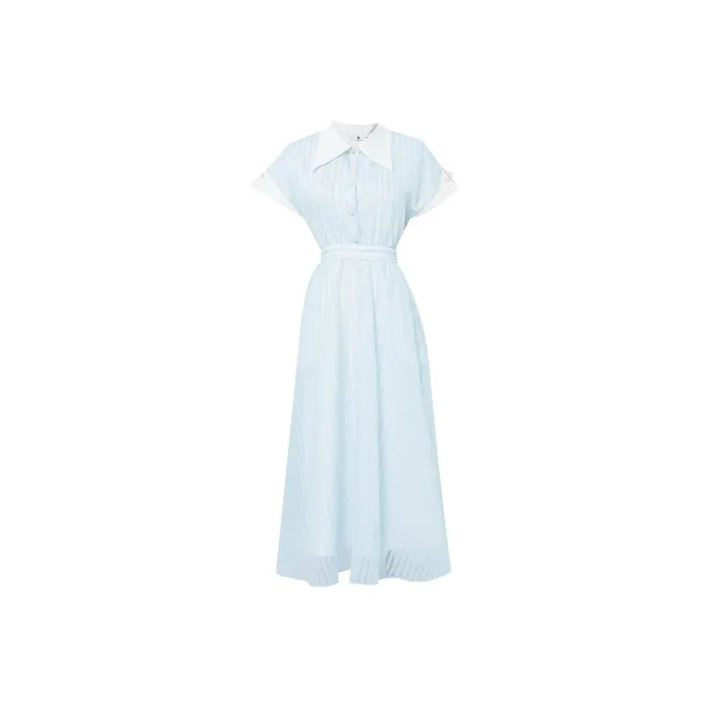 Duffy Fashion Short Sleeved Dress Women's Sky Blue-0