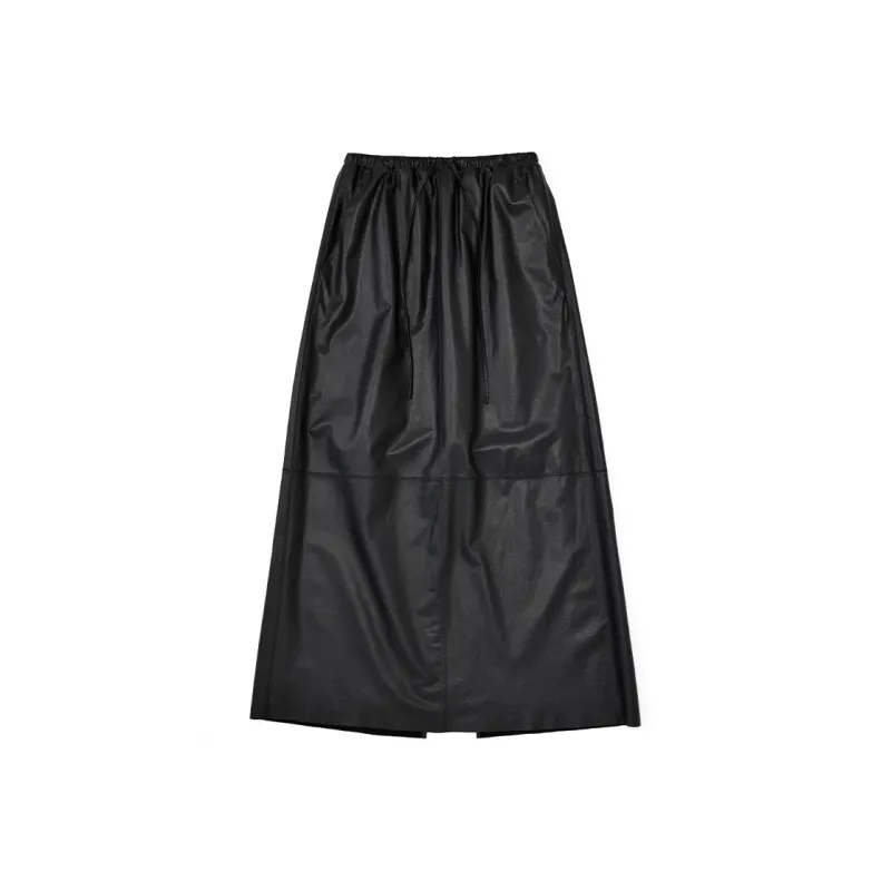 SINBOS Leather Long Skirt Women's Smoke Ink-0
