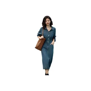 Demana Long Sleeved Dresses Women's Vintage Denim Blue