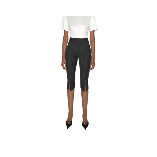 Mugler Pinstripe Pierced Cropped Trousers
