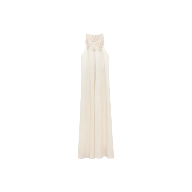 ZARA Sleeveless Dresses Women's Beige-0