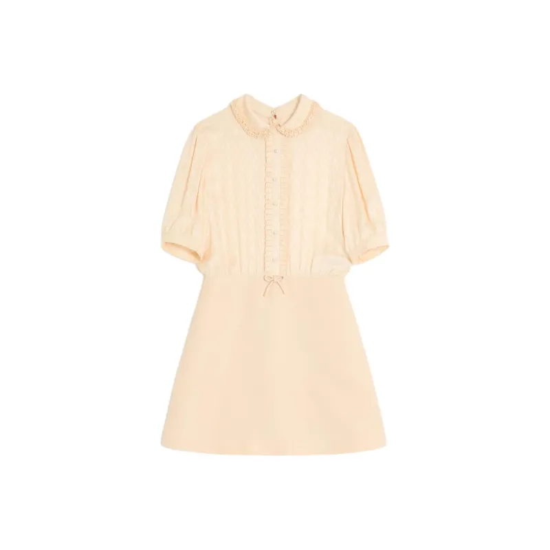 Valentino Ruffle Detailed Half Sleeved Mini Dress-0