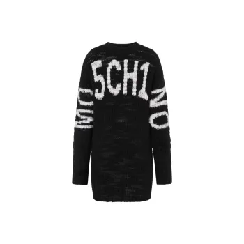 MOSCHINO Jeans Logo Lettering Crewneck Knitted Dress