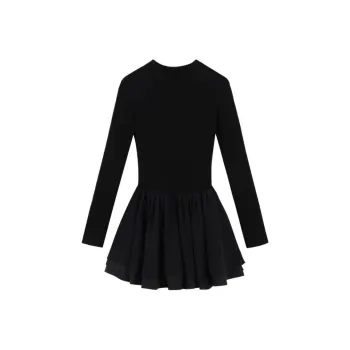 ABCMININ Long Sleeved Dresses Women's Black