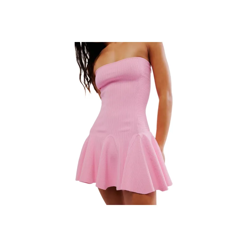 FREE PEOPLE Retrofete Annina Knit Dress Sleeveless Dress Women's Metallic Pink/Metal Pink-0