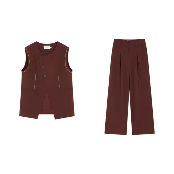 Mo Han Yi Mei Casual Suit Women's Dark Red