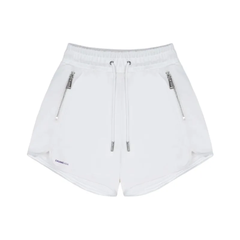TEAM WANG Logo print Cotton Track Shorts-2