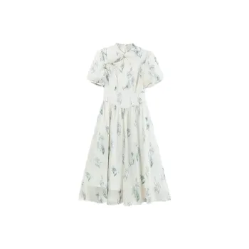 ABBY GODDESS Short Sleeved Dress Women's Beige Apricot