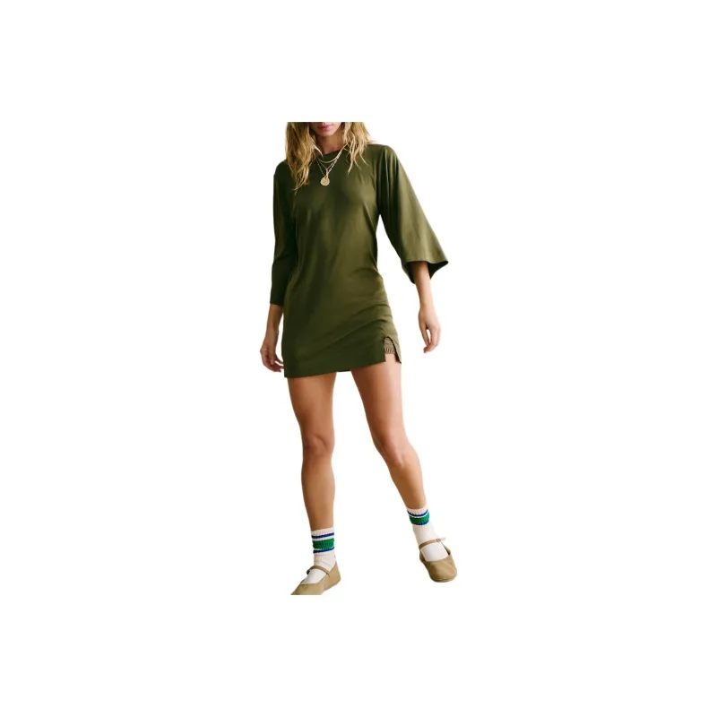 FREE PEOPLE Ashton Mini Long-Sleeved Dresses Women's Seaweed Green-0