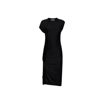 Paco Rabanne Crewneck Draped Midi Dress