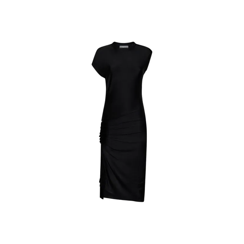 Paco Rabanne Crewneck Draped Midi Dress-0