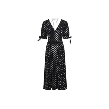 URBAN REVIVO Short Sleeved Dress Women's Black Print