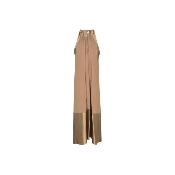 MaxMara Samaria Jersey And Satin Long Dress Sleeveless Dress Women's Earth Tone
