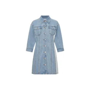 MO&CO Long Sleeved Dresses Women's Denim Blue