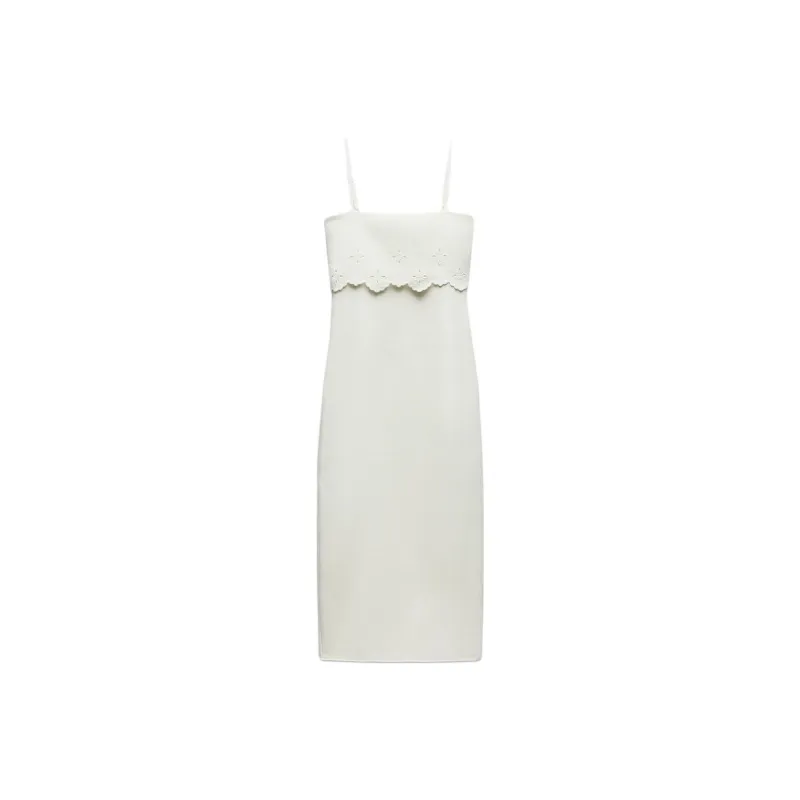 ZARA Sleeveless Dress Women's White-0