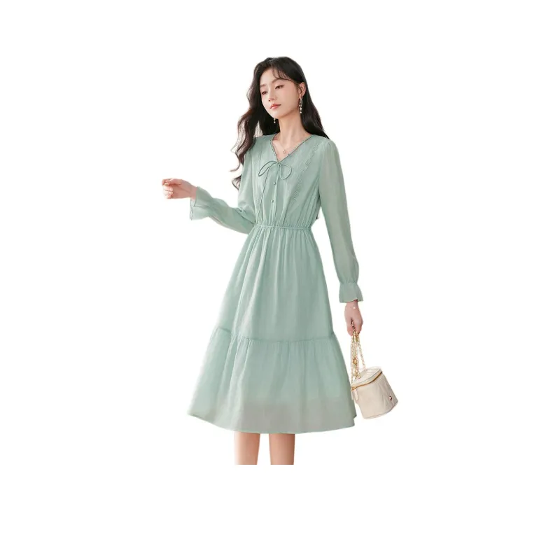 Like The Age Of Water Long Sleeved Dresses Women's Green-0