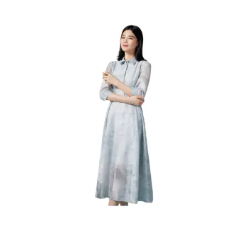 BBLLUUEE Long Sleeved Dress Women's Light Aqua Blue