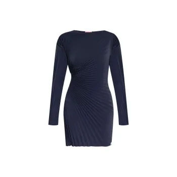 KENZO Long Sleeved Pleated Ruched Mini Dress
