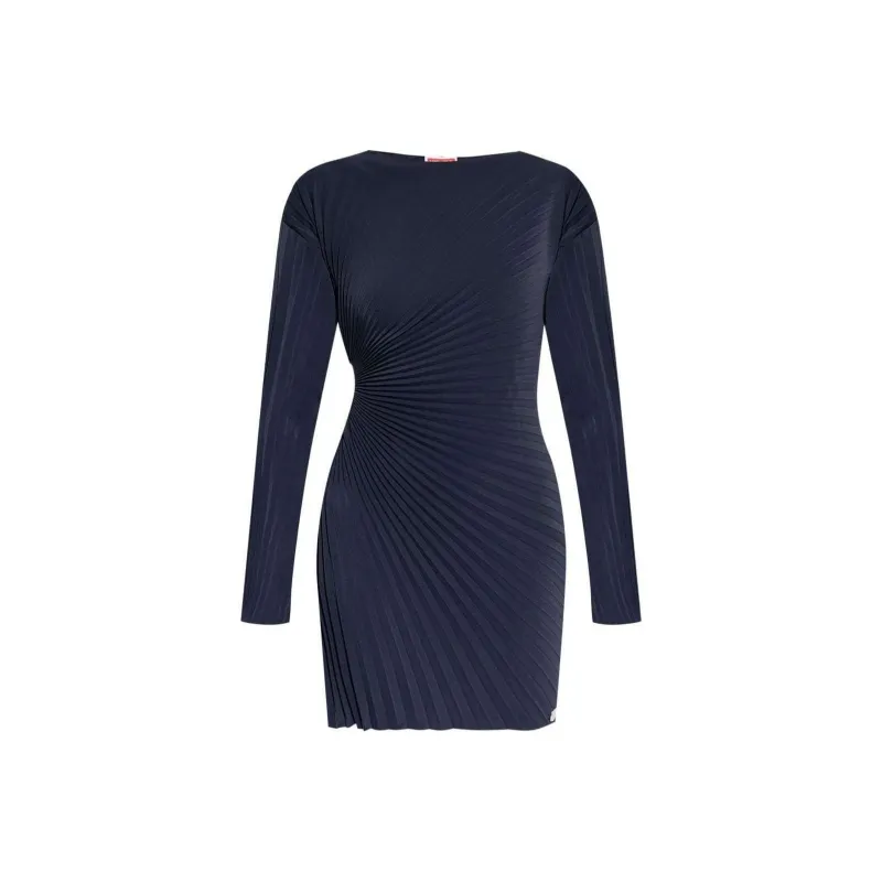 KENZO Long Sleeved Pleated Ruched Mini Dress-0