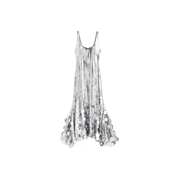 H&M Sequined Flared Skirt Dress Silver