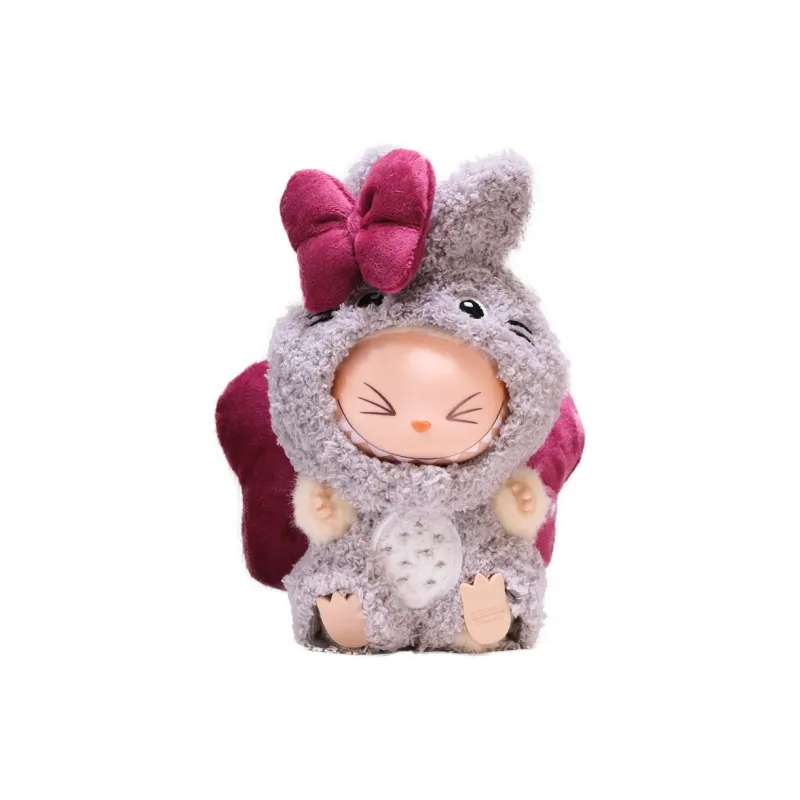 [Modified Doll] POP MART Labubu THE MONSTERS Heartbeat Macaron Collection, Chinchillas Bowknot, Cute Hang Tag Box 15cm-6