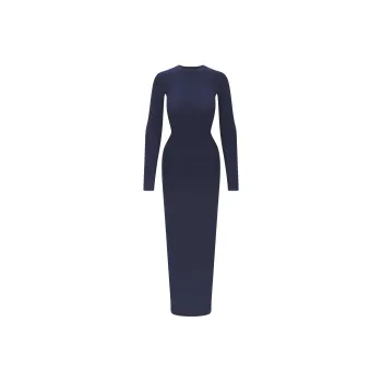 SKIMS FW24 FITS EVERYBODY CREW NECK LONG SLEEVE DRESS Long-Sleeved Dresses Women's NAVY/Marine Blue