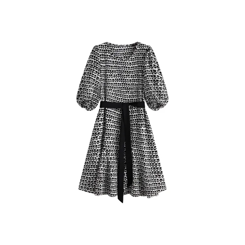 HANDAIWEI Short Sleeved Dress Women's Black-0