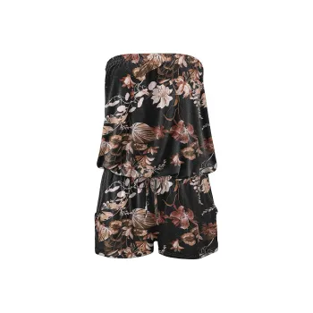 Victoria's Secret LASCANA Strapless Romper/Black Floral Jumpsuit Women's Black Floral
