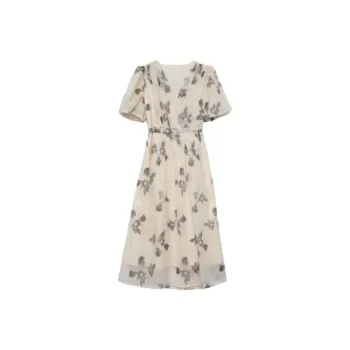 HUASJ Short Sleeved Dress Women's Light Gray