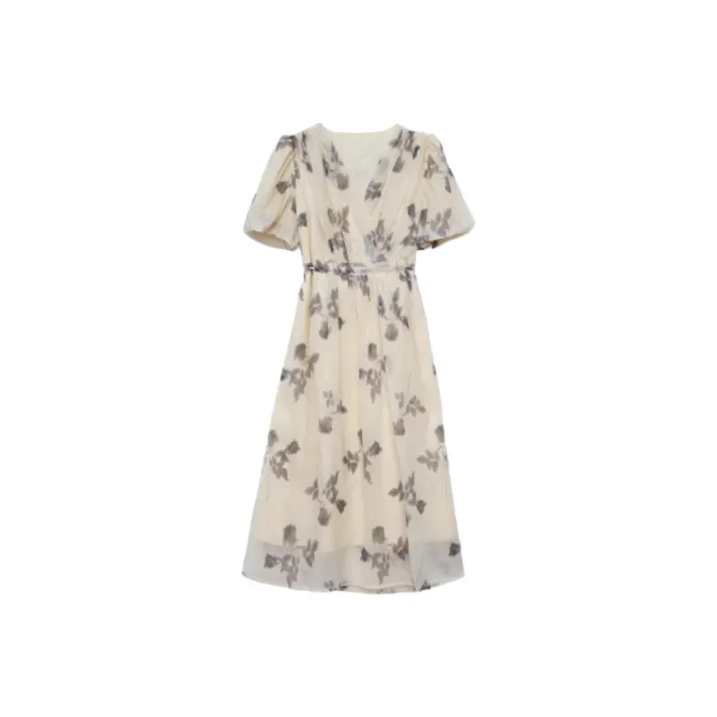 HUASJ Short Sleeved Dress Women's Light Gray-0